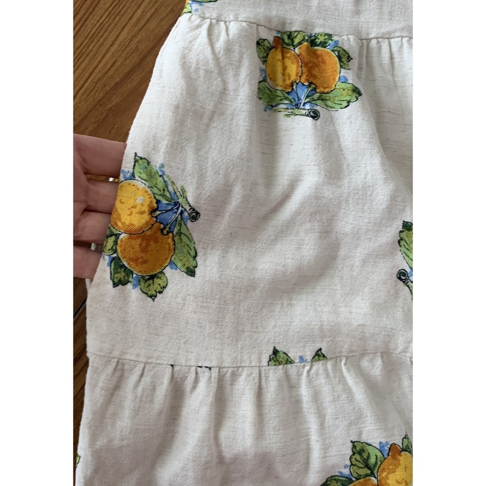 Jane + Delancey Short Sleeve Mini Dress Pockets Fruit Lemon Vacation M Linen Ble - Picture 7 of 11